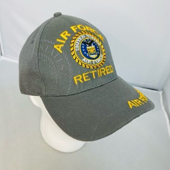 U.S. Air Force USAF Emblem Embroidered Cap Hat  Gray Hook and Loop Adjustable in - Picture 3 of 6